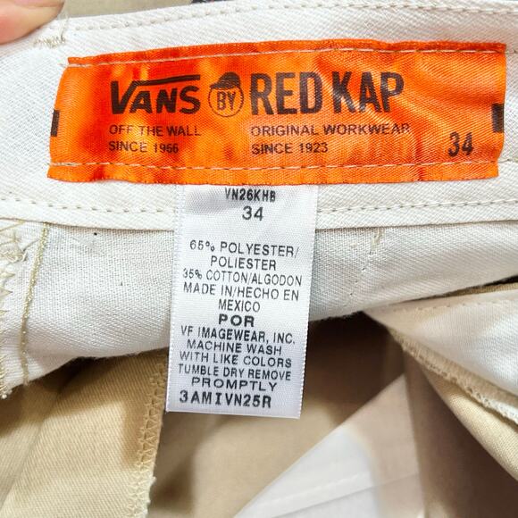 Vans x Red Kap Shorts Mens Size 34 Khaki Workwear Flat Front Canvas New - Picture 4 of 6